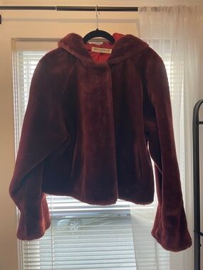 Donnybrook Women's Burgundy Faux Fur Hooded Jacket